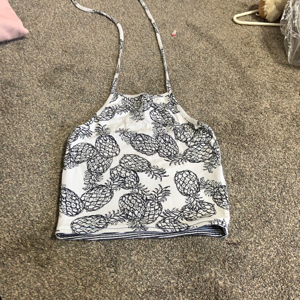 Reversible halter crop top